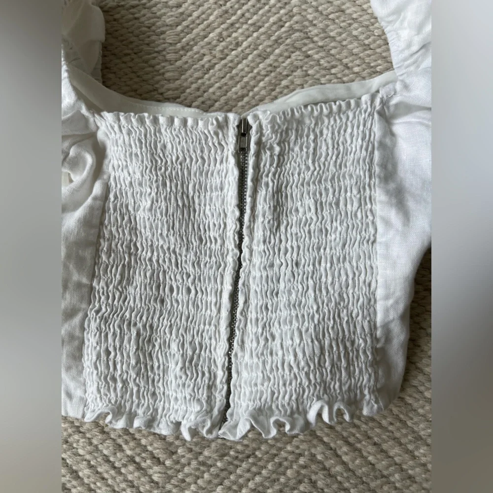 Reformation Karina White Linen Top sz 0